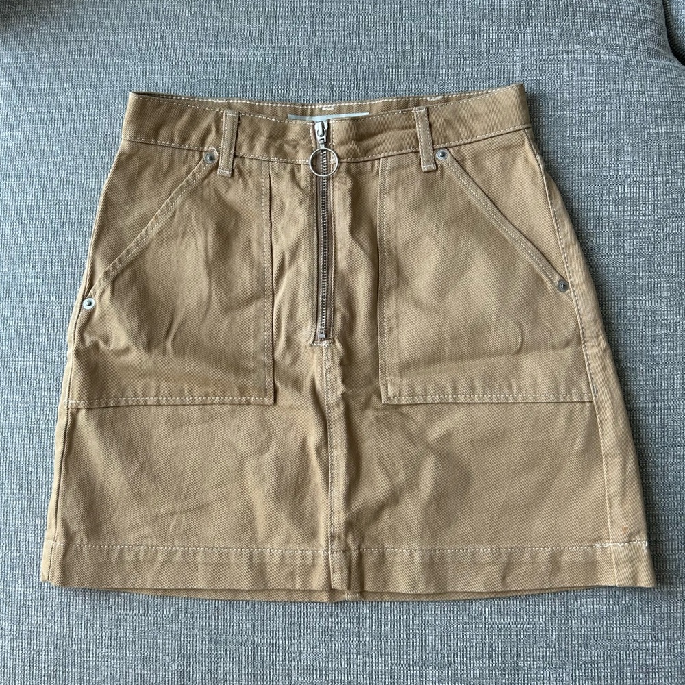 Topshop MOTO Beige Denim Mini Skirt